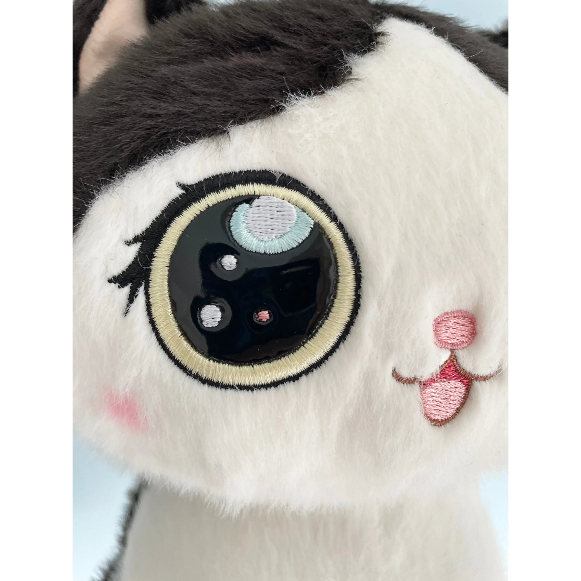 Kawaii 8" Black and White Cat Plush Unbranded