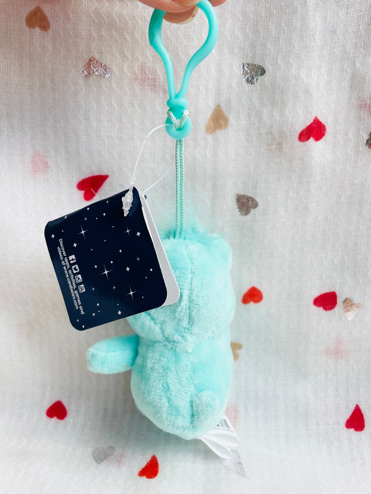 Care Bears 10cm Plush Keyring - Heart Song Bear Care Bears
