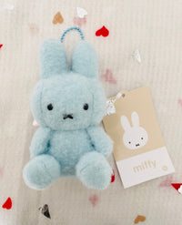 Miffy Fluffy Sitting Plush Keychain 8cm Blue Miffy