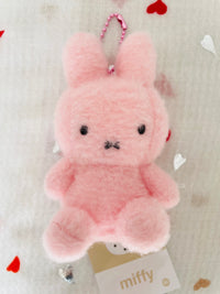 Miffy Fluffy Sitting Plush Keychain 8cm Pink Miffy