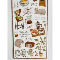 Japan Mind Wave Snug Room Stickers - Cats & Coffee