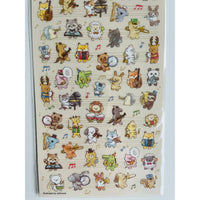 Japan Mind Wave Seals Musical Kawaii Animals Stickers Sheet