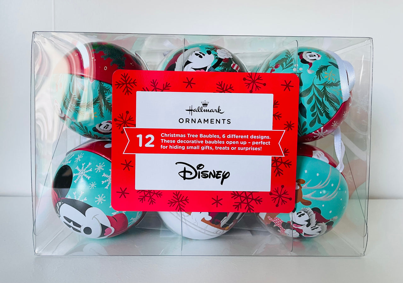 Hallmark Disney Mickey & Minnie Mouse Tin Christmas Bauble Pack of 12
