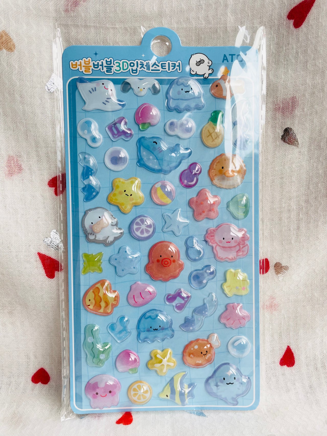 Bubble Puffy 3D Stickers Kawaii Sealife Atos