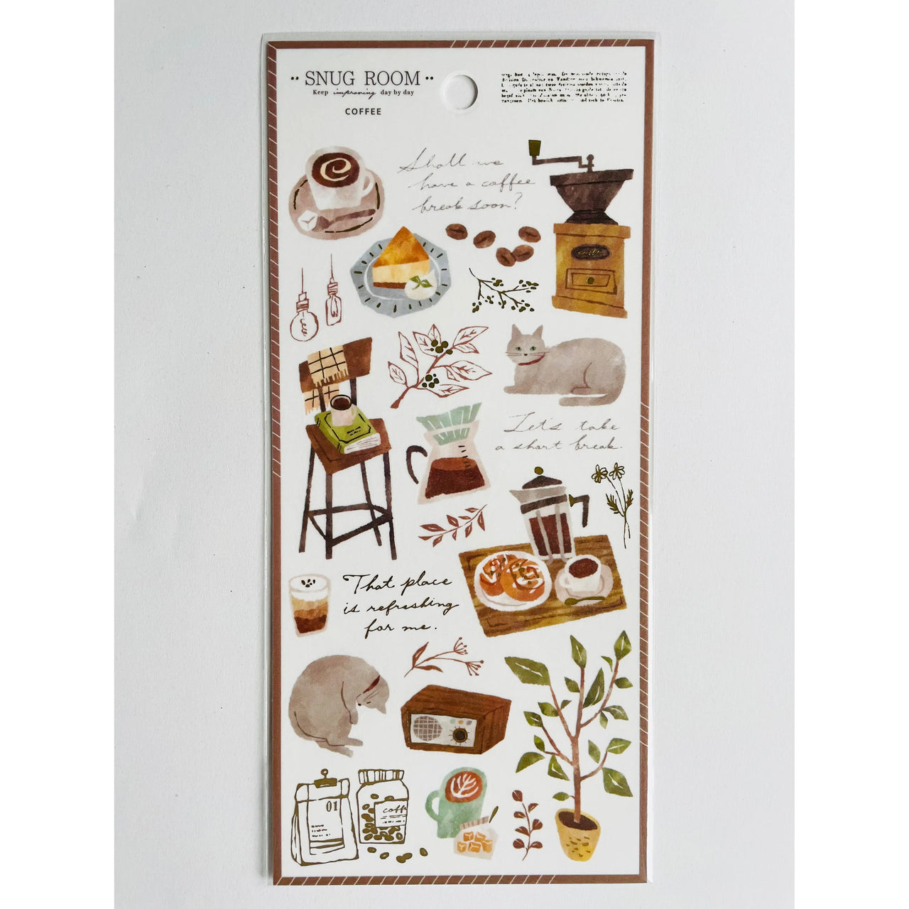 Japan Mind Wave Snug Room Stickers - Cats & Coffee