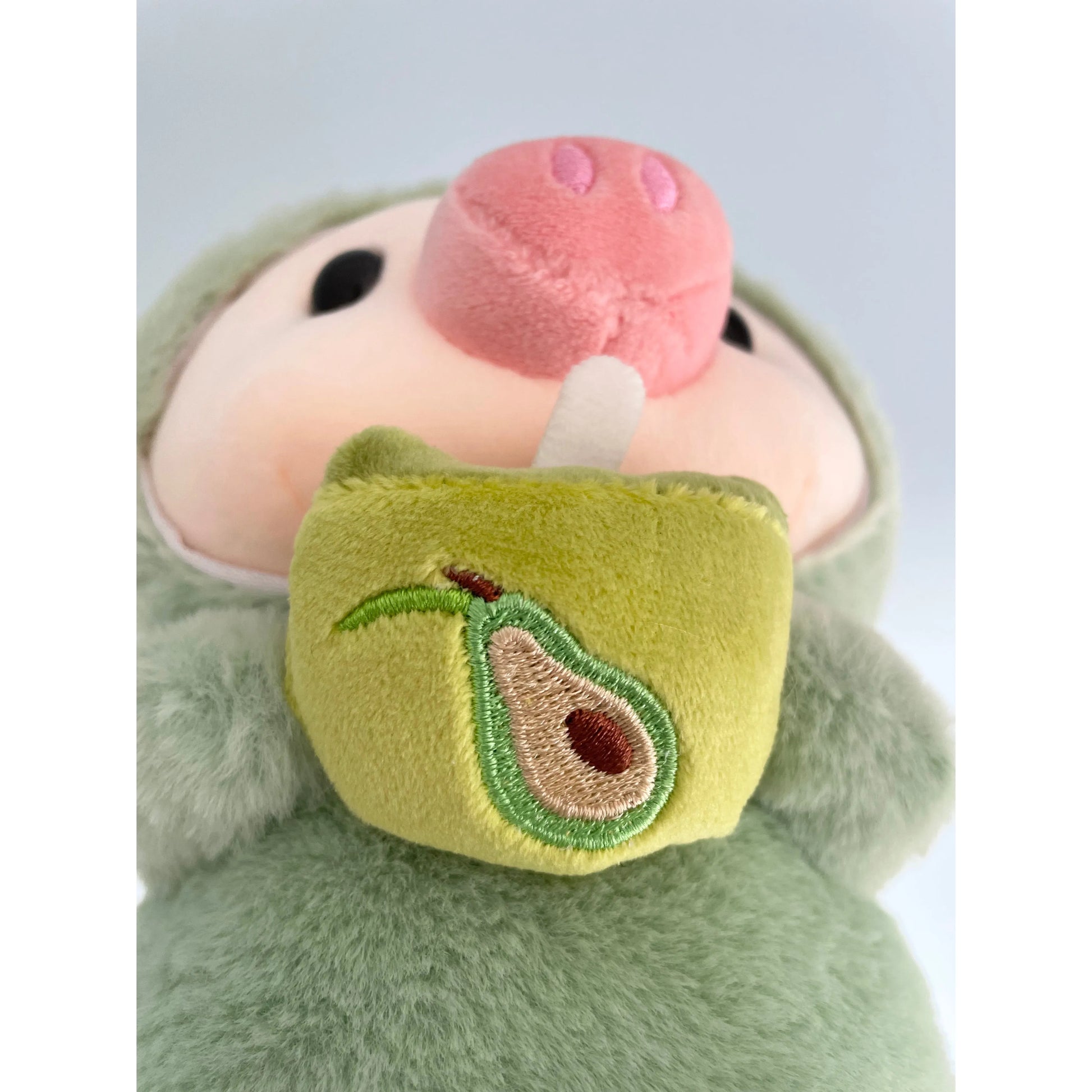 Kawaii Pig 8" Plush in Frog Costume Drinking Avocado Boba Unbranded