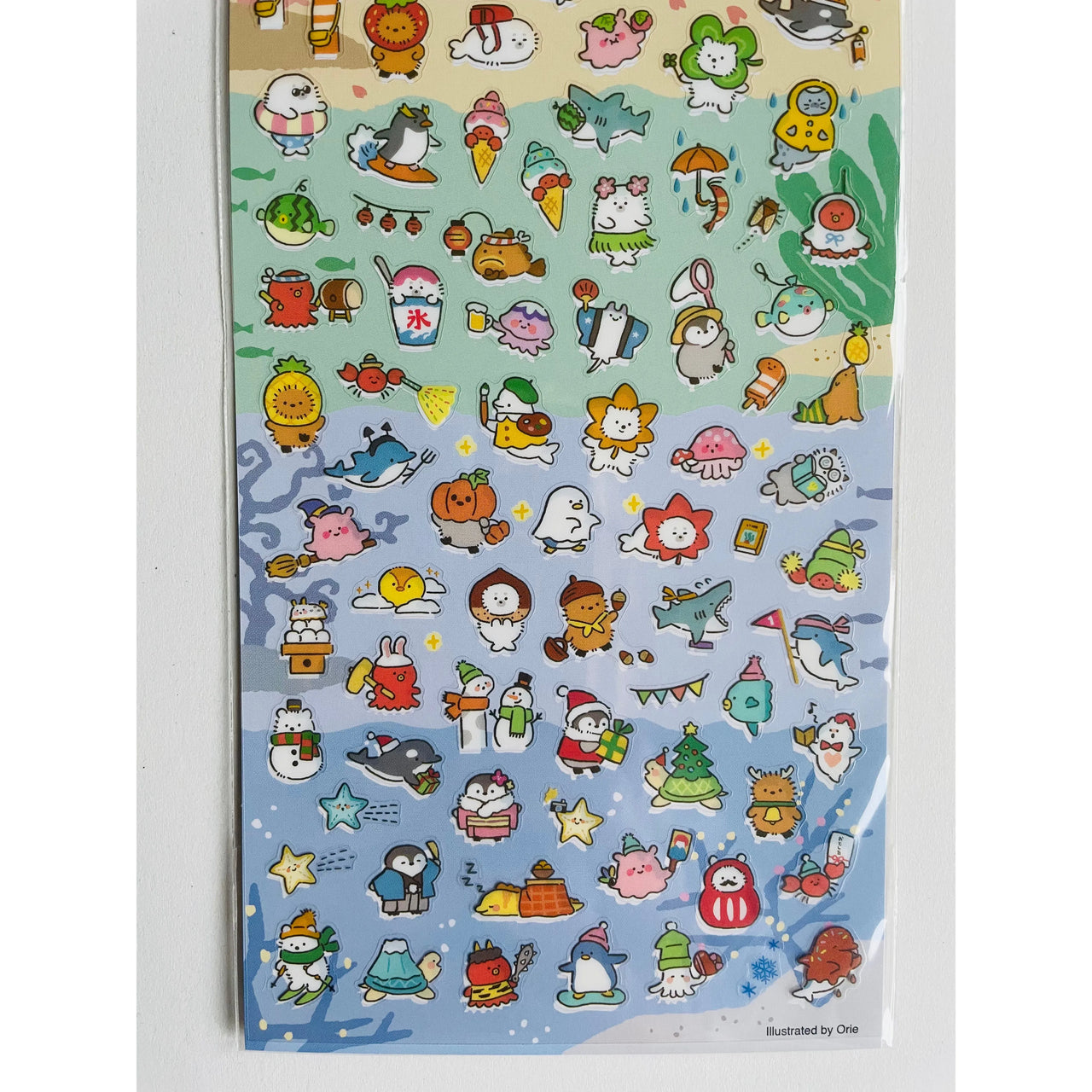 Japan Mind Wave Seals Kawaii Animals 4 Seasons Stickers Sheet
