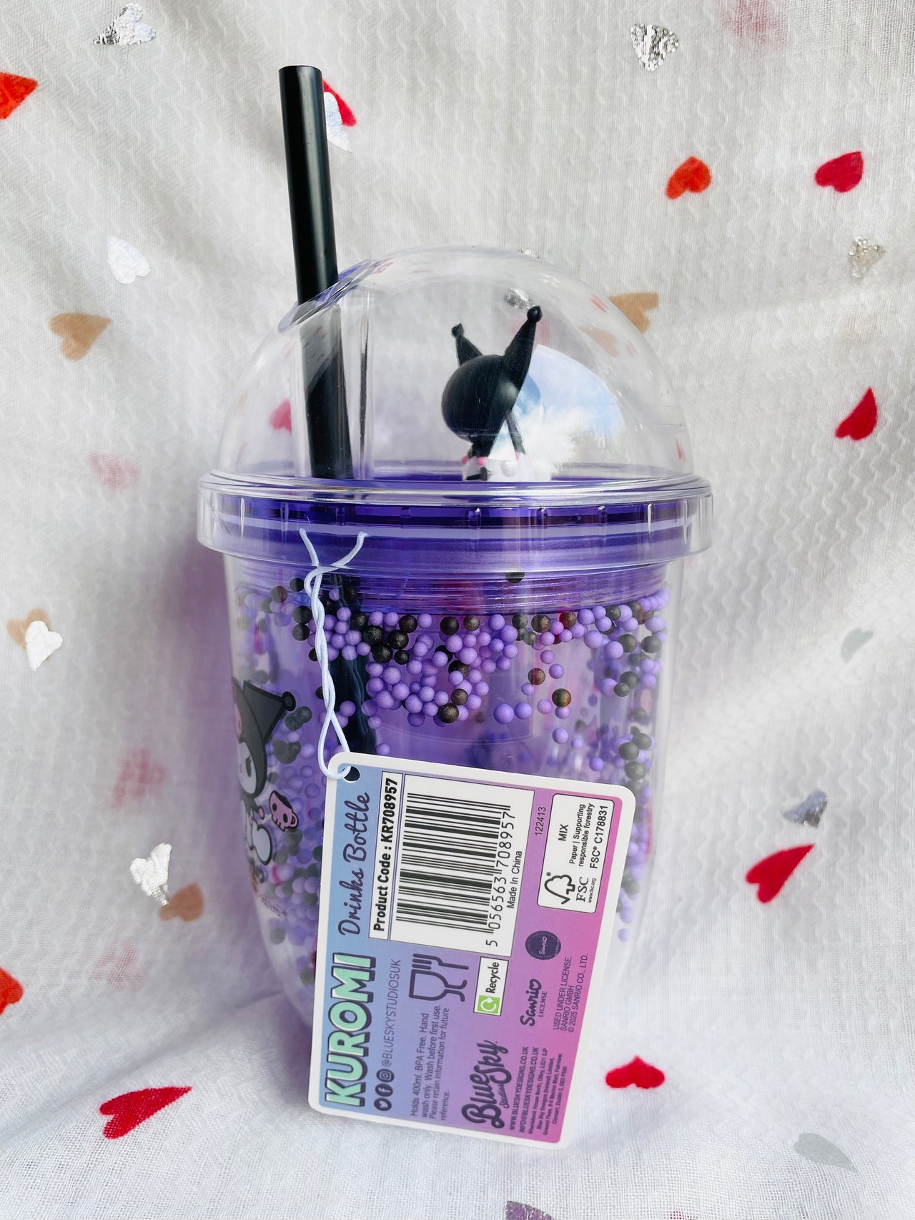 Sanrio Kuromi Boba Cup with Straw Blue Sky Studios