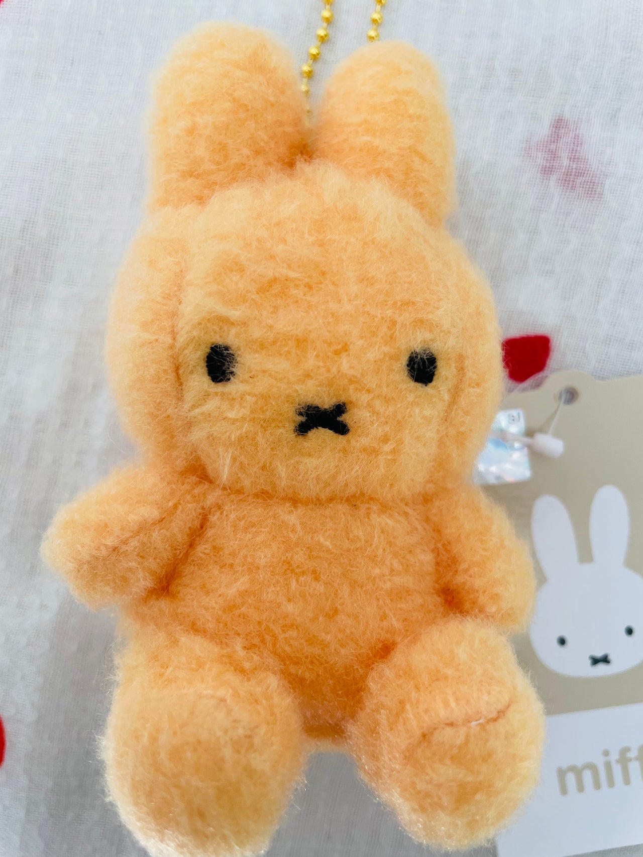 Miffy Fluffy Sitting Plush Keychain 8cm Orange Miffy