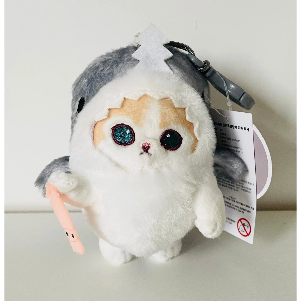 MofuSand Cream Cat Shark Costume Plush 13cm