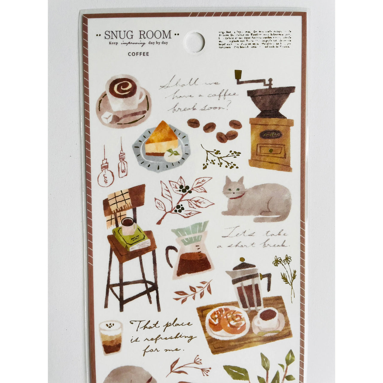 Japan Mind Wave Snug Room Stickers - Cats & Coffee