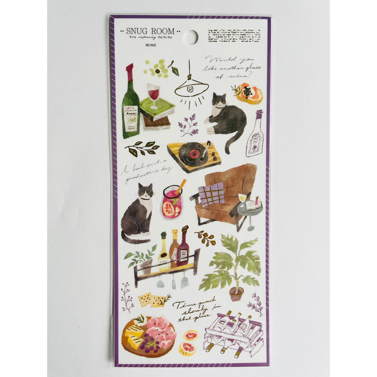 Japan Mind Wave Snug Room Stickers - Cats & Wine