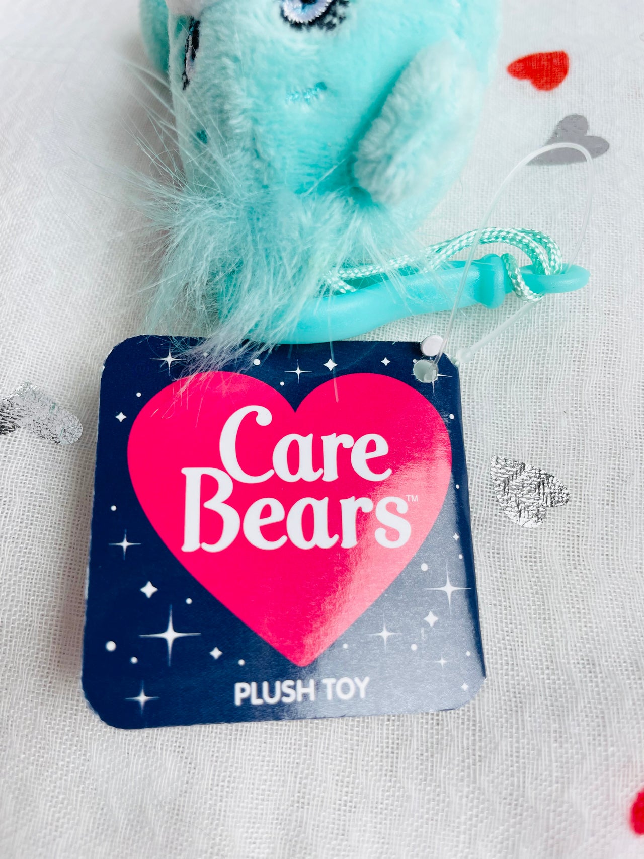 Care Bears 10cm Plush Keyring - Heart Song Bear Care Bears