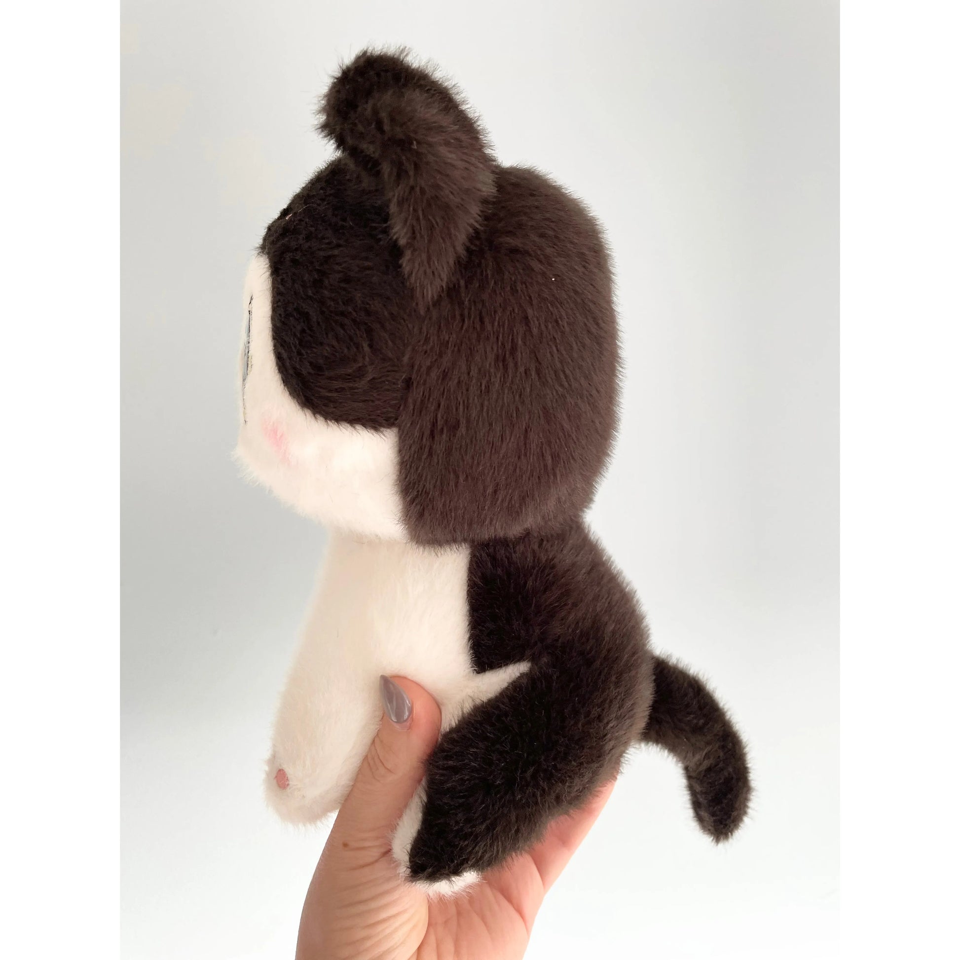 Kawaii 8" Black and White Cat Plush Unbranded