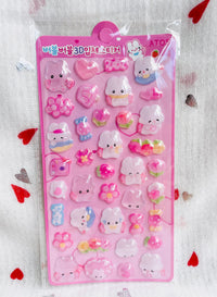 Bubble Puffy 3D Stickers Kawaii Bunnies Atos