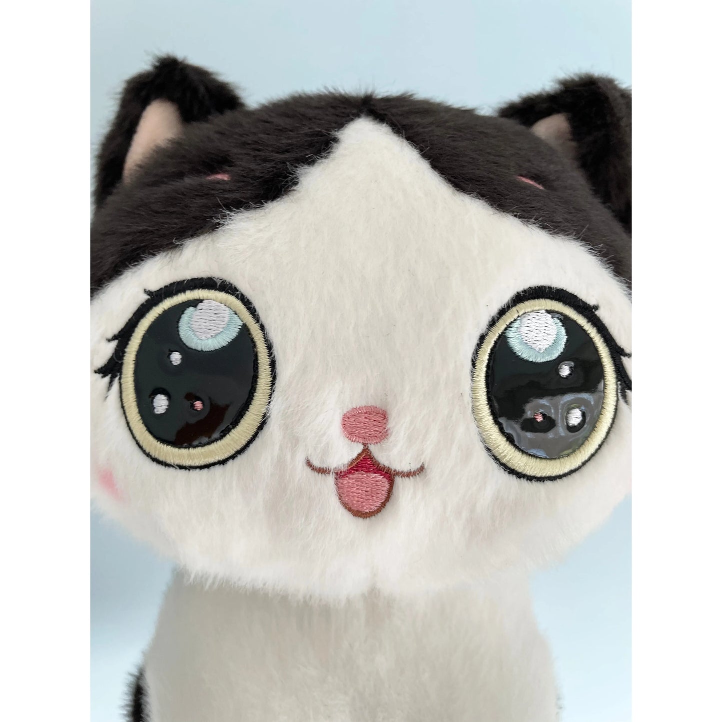 Kawaii 8" Black and White Cat Plush Unbranded