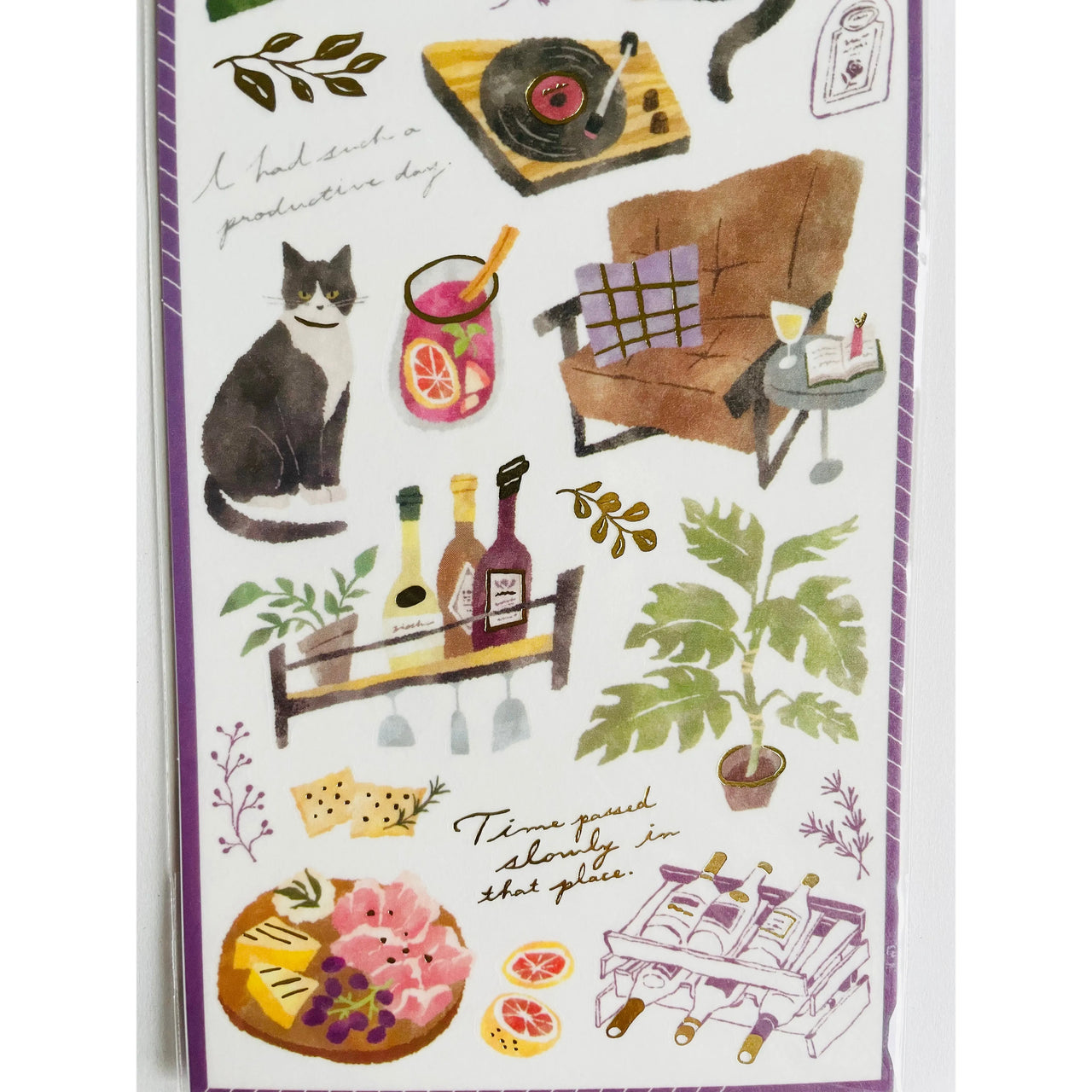 Japan Mind Wave Snug Room Stickers - Cats & Wine