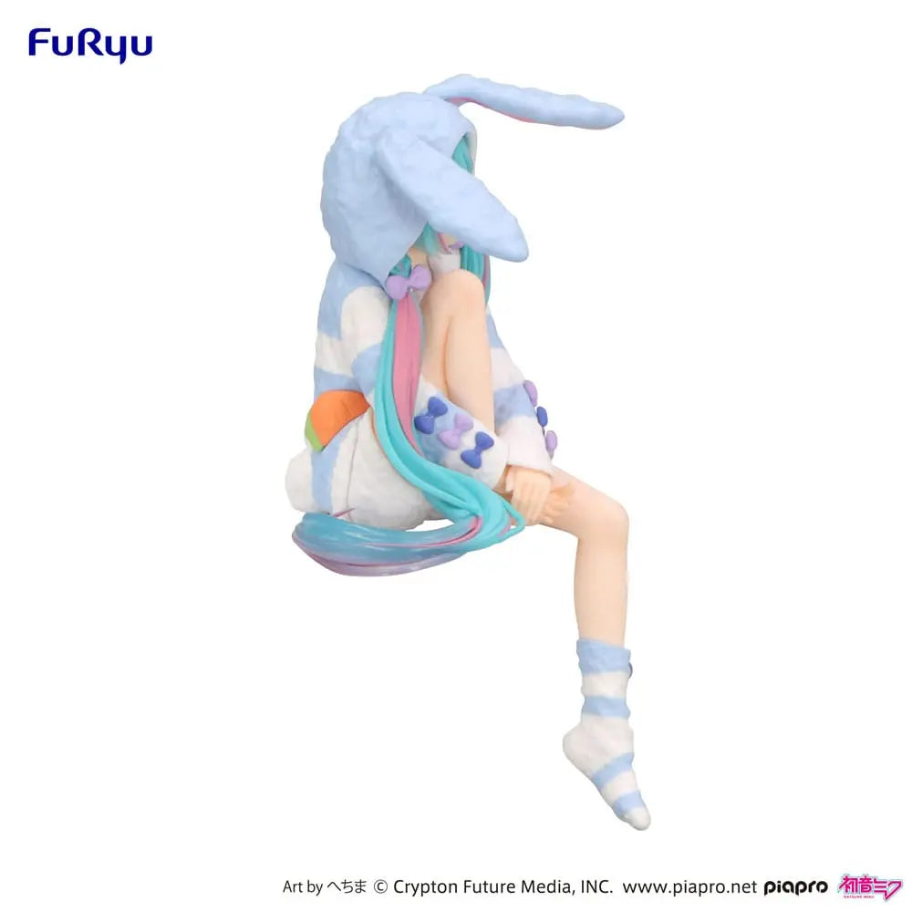 Hatsune Miku Noodle Stopper PVC Statue Hatsune Miku Rabbit Ear Hood Pajama Blue Color Ver. 14 cm FuRyu