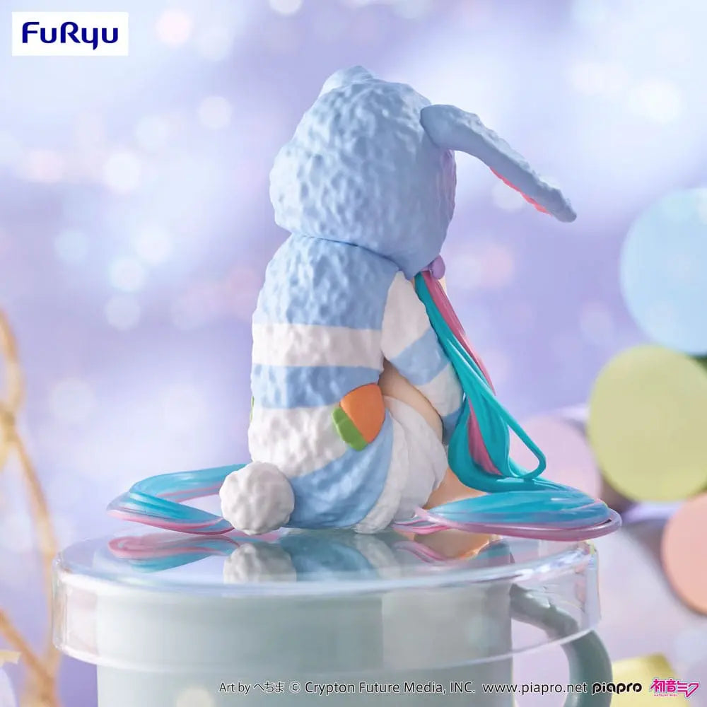 Hatsune Miku Noodle Stopper PVC Statue Hatsune Miku Rabbit Ear Hood Pajama Blue Color Ver. 14 cm FuRyu