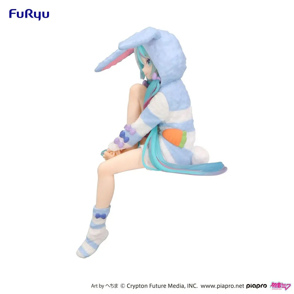 Hatsune Miku Noodle Stopper PVC Statue Hatsune Miku Rabbit Ear Hood Pajama Blue Color Ver. 14 cm FuRyu