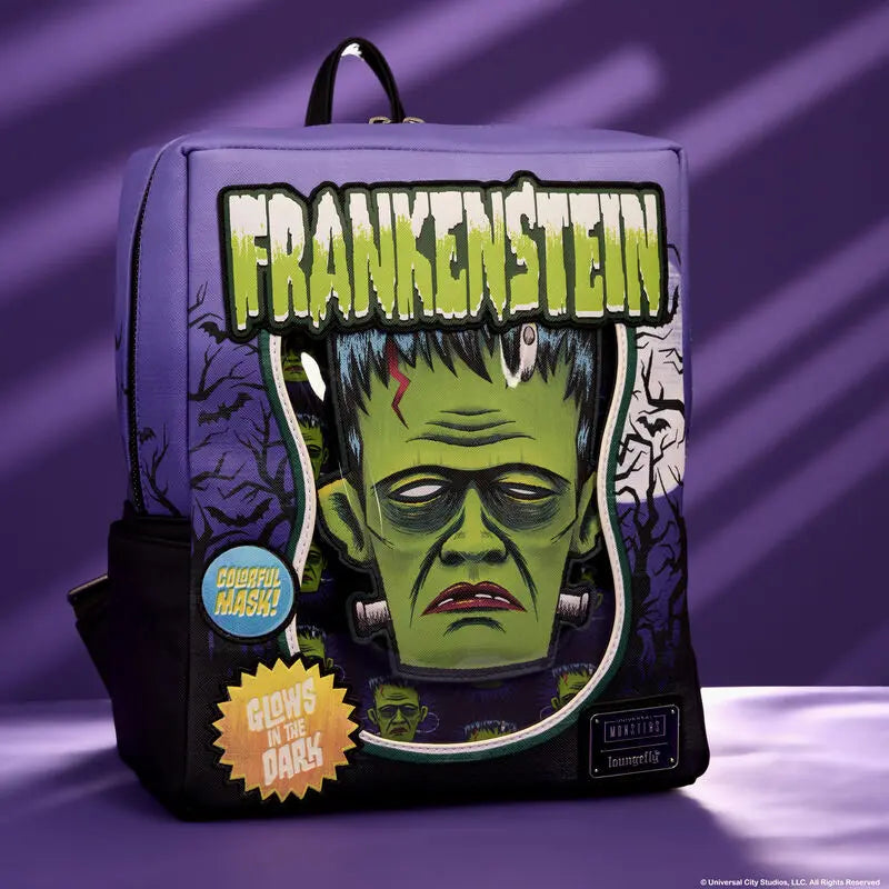 Loungefly Universal Monsters Frankenstein Mask Glow Mini Backpack With Coin Bag - Kawaii Toys