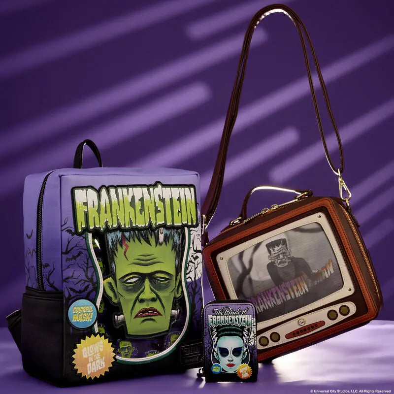 Loungefly Universal Monsters Frankenstein Mask Glow Mini Backpack With Coin Bag - Kawaii Toys