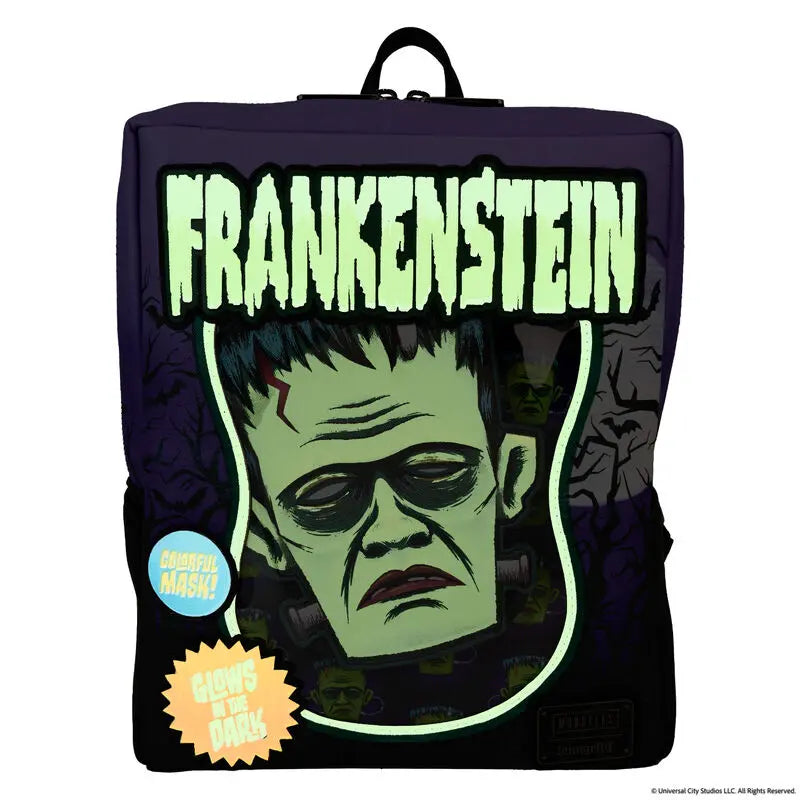 Loungefly Universal Monsters Frankenstein Mask Glow Mini Backpack With Coin Bag - Kawaii Toys