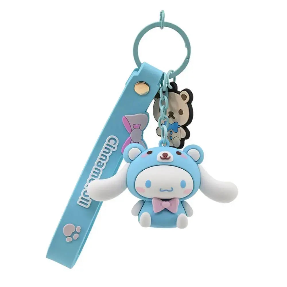 Sanrio Hello Kitty and Friends Animal Series Keychain with Hand Strap - Cinnamoroll - Kawaii Toys