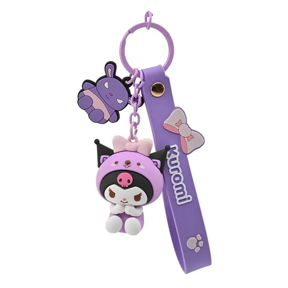 Sanrio Hello Kitty and Friends Animal Series Keychain with Hand Strap - Kuromi - Kawaii Toys