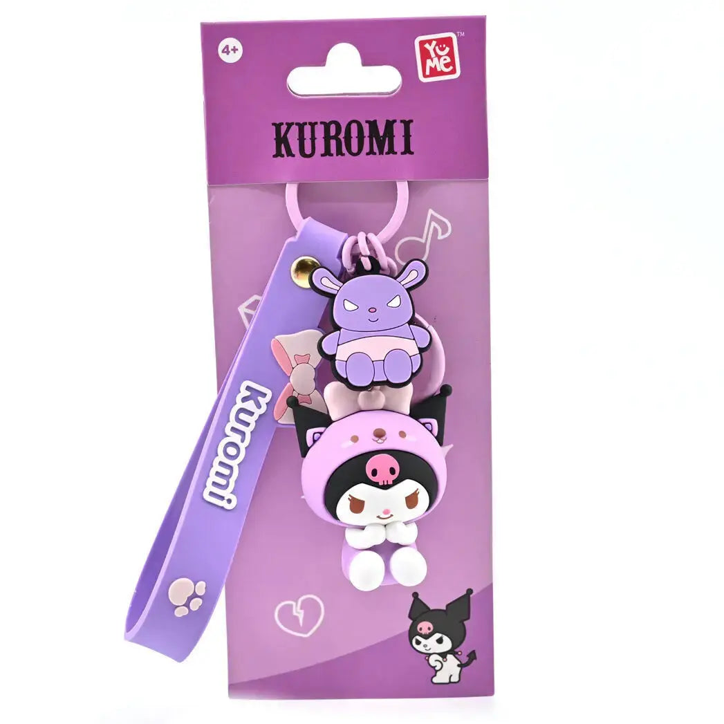 Sanrio Hello Kitty and Friends Animal Series Keychain with Hand Strap - Kuromi - Kawaii Toys