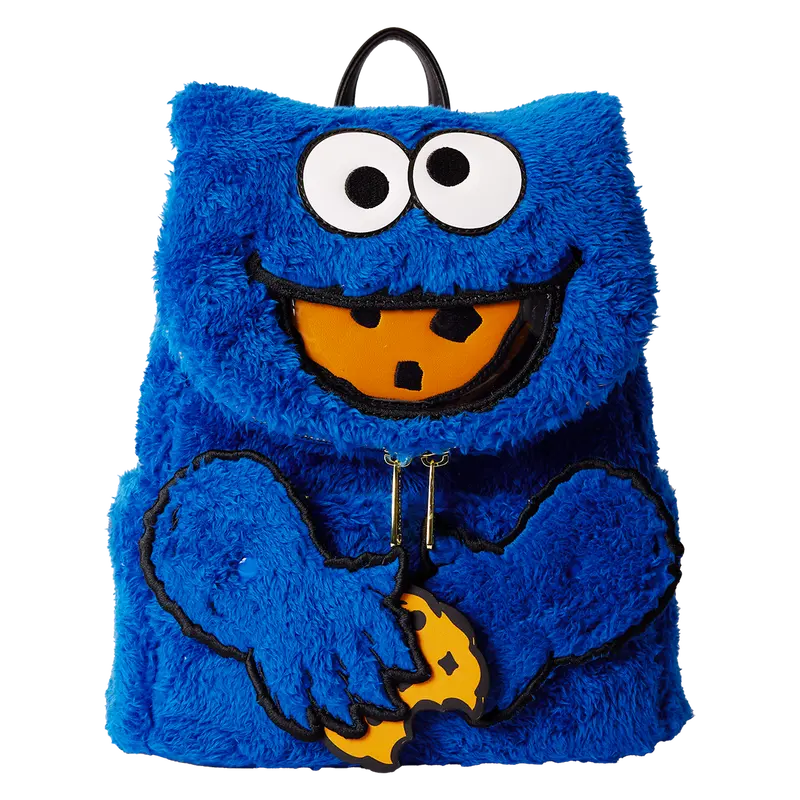 Sesame Street Cookie Monster Plush Cosplay Mini Backpack With Coin Bag Loungefly