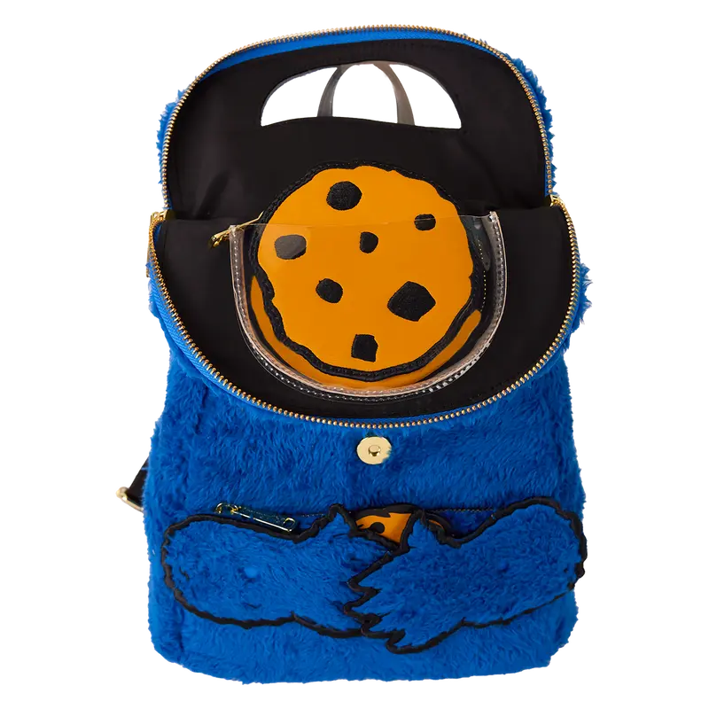 Sesame Street Cookie Monster Plush Cosplay Mini Backpack With Coin Bag Loungefly