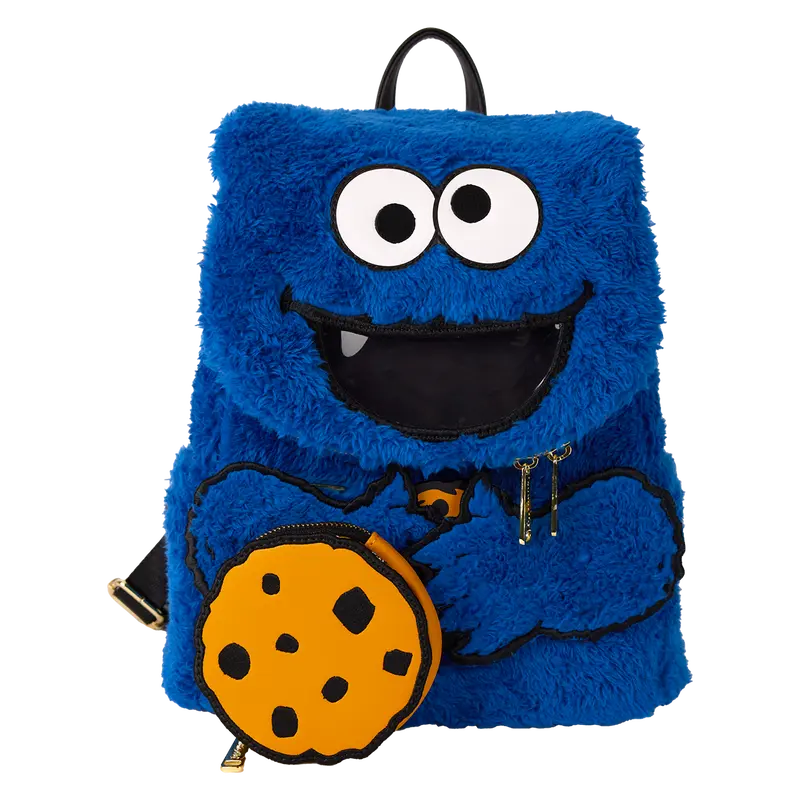 Sesame Street Cookie Monster Plush Cosplay Mini Backpack With Coin Bag Loungefly