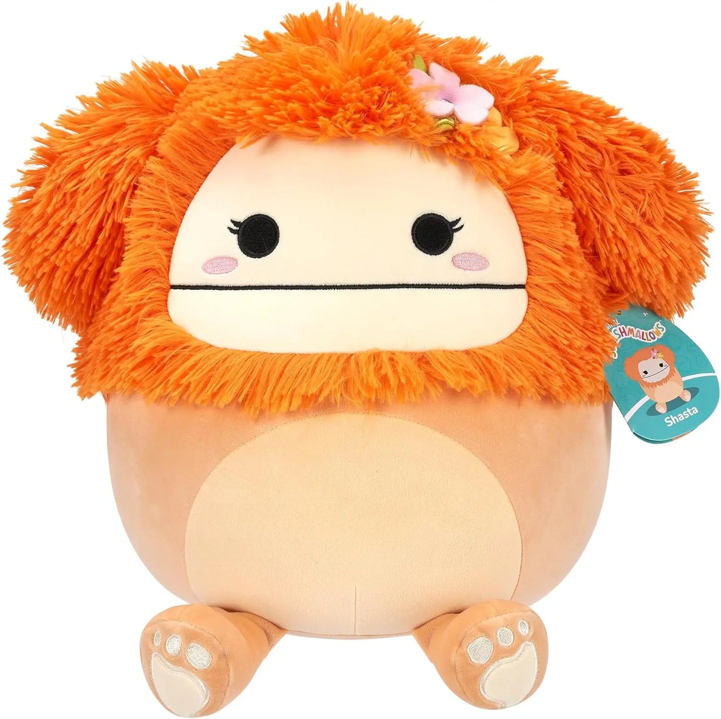 Squishmallows 12" Plush Shasta the Light Orange Bigfoot with Flower Squishmallows