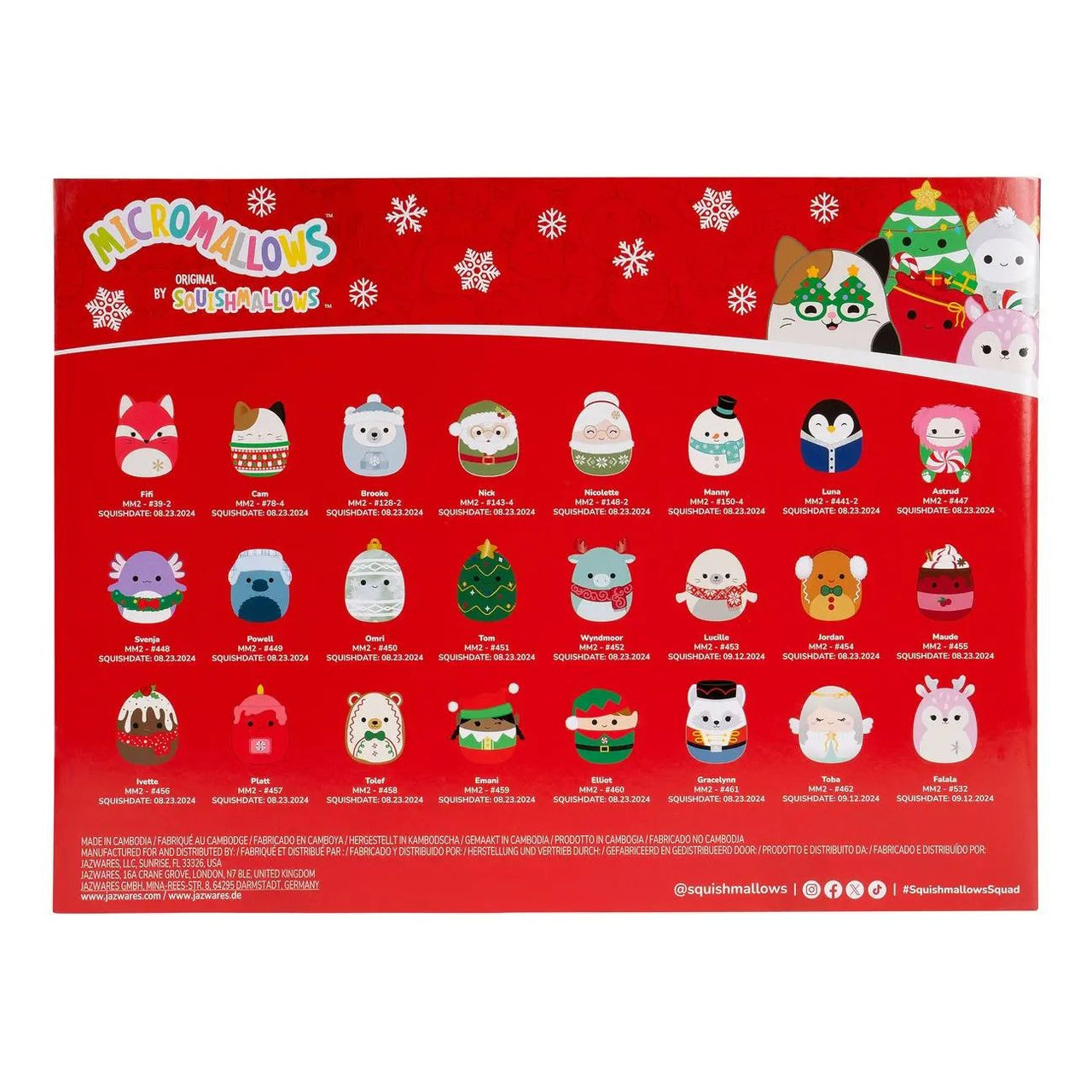 Original Squishmallows Micromallows Plush 24 Piece Advent Calendar Squishmallows