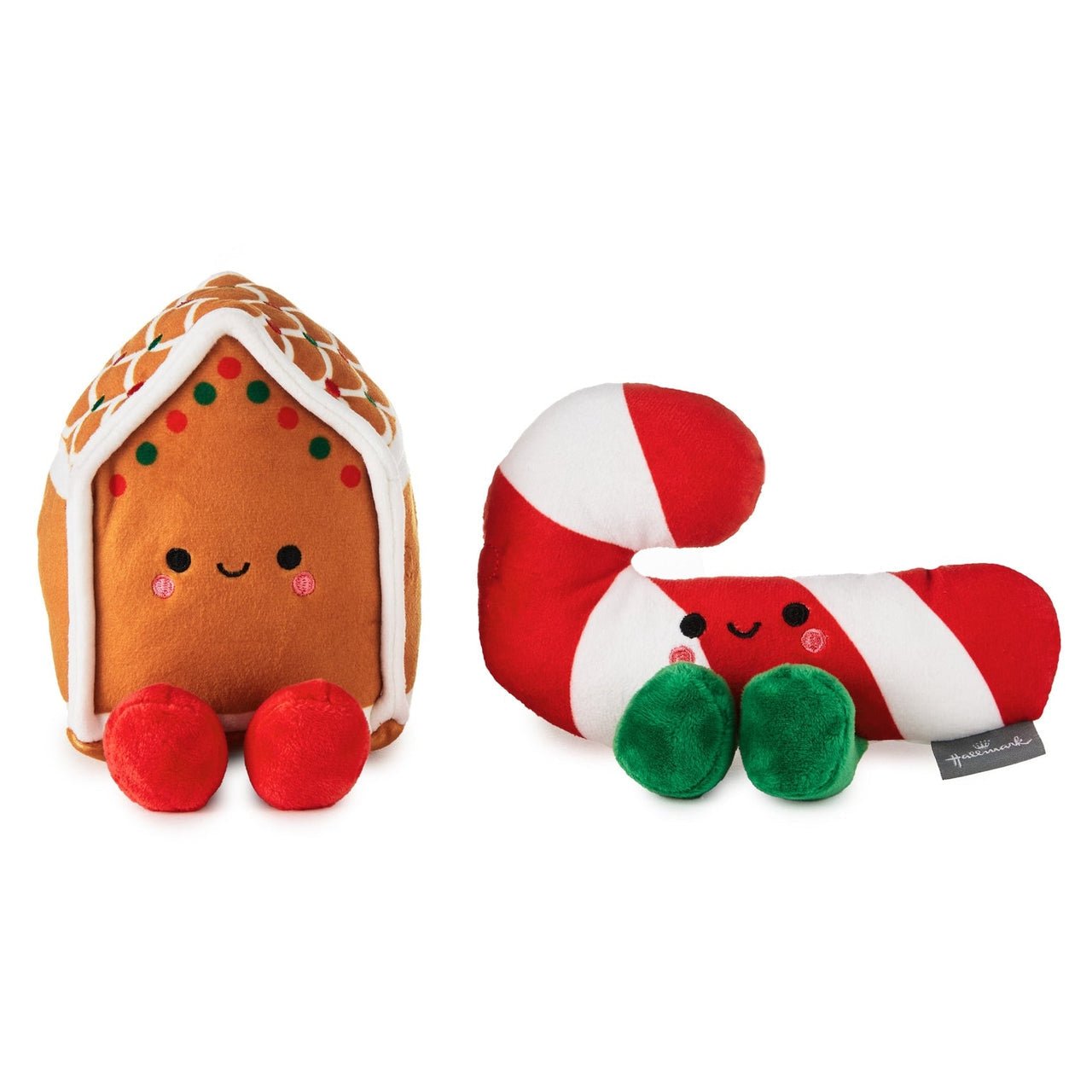 Hallmark Gingerbread House and Candy Cane Magnetic Plush Pair - Kawaii Toys