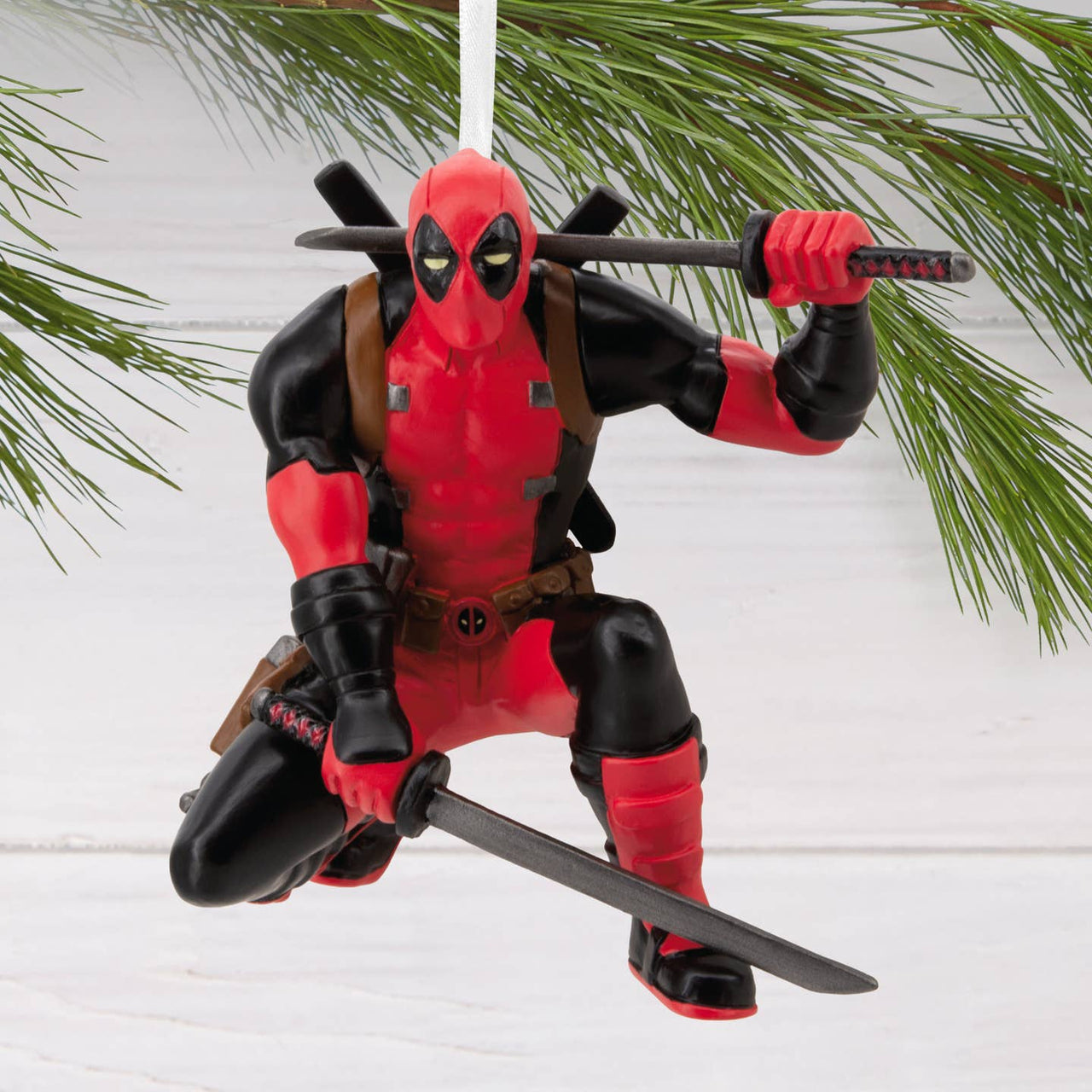 Hallmark Marvel Hanging Ornament Deadpool with Katana Swords & Pose - Kawaii Toys