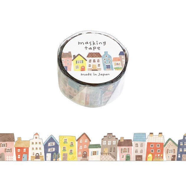 Japan Mind Wave Washi Tape Edge - less Masking Tape Row of Houses - Kawaii Toys
