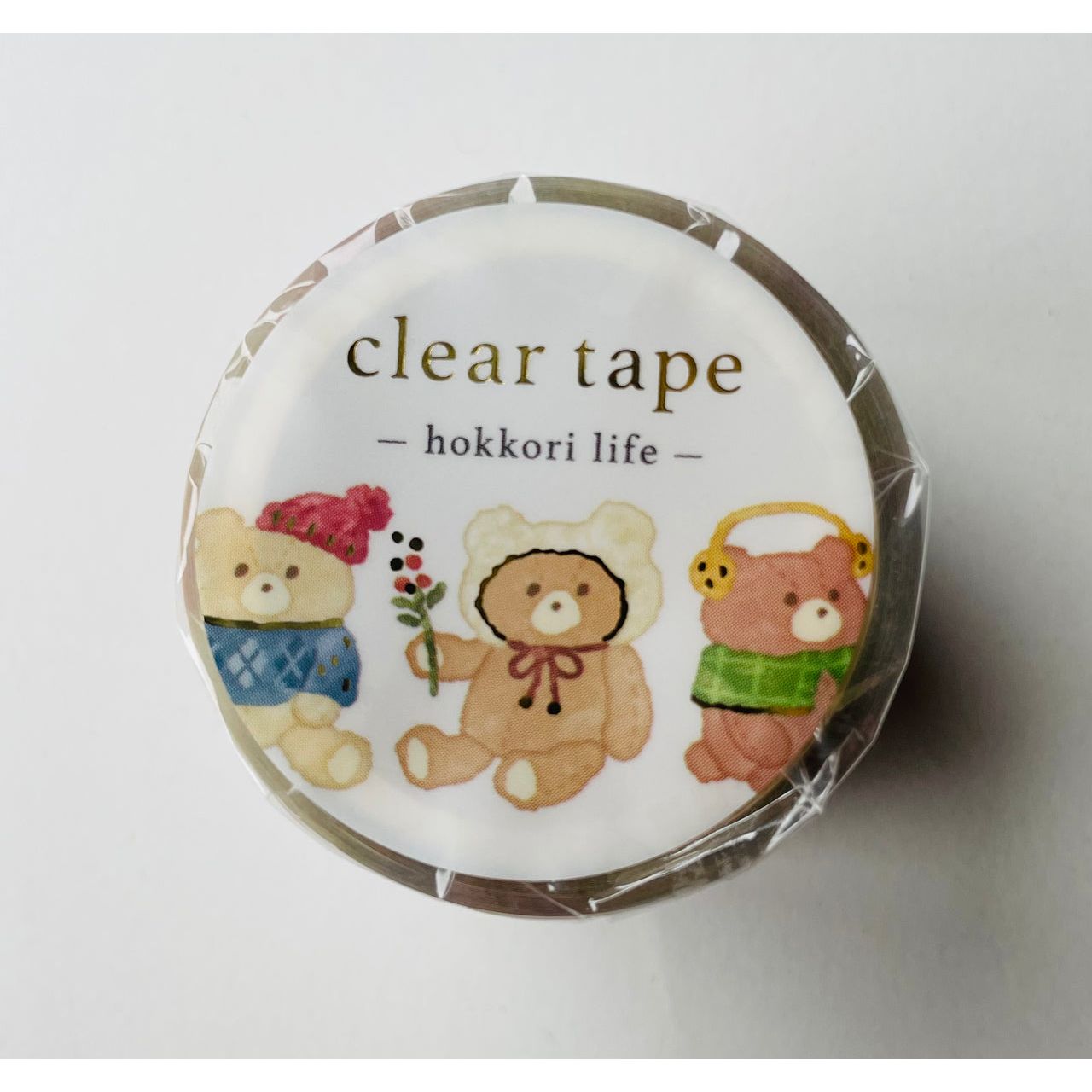 Japan Mind Wave Washi Tape Hokkori Life Bear Clear 30mm - Kawaii Toys