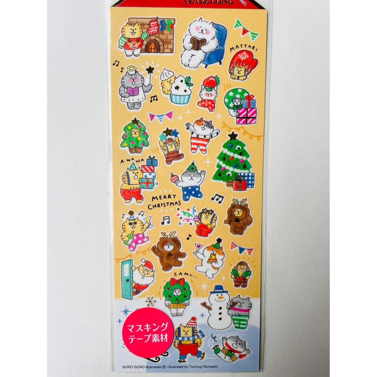 Japan Mind Wave Winter Selection Merry Christmas Kawaii Neko Cats Stickers Sheet - Kawaii Toys
