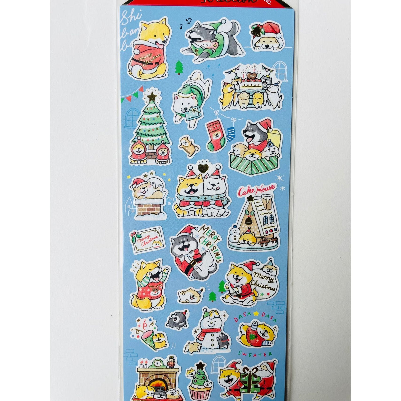 Japan Mind Wave Winter Selection Merry Christmas Kawaii Shiba Inu Dogs Stickers Sheet - Kawaii Toys