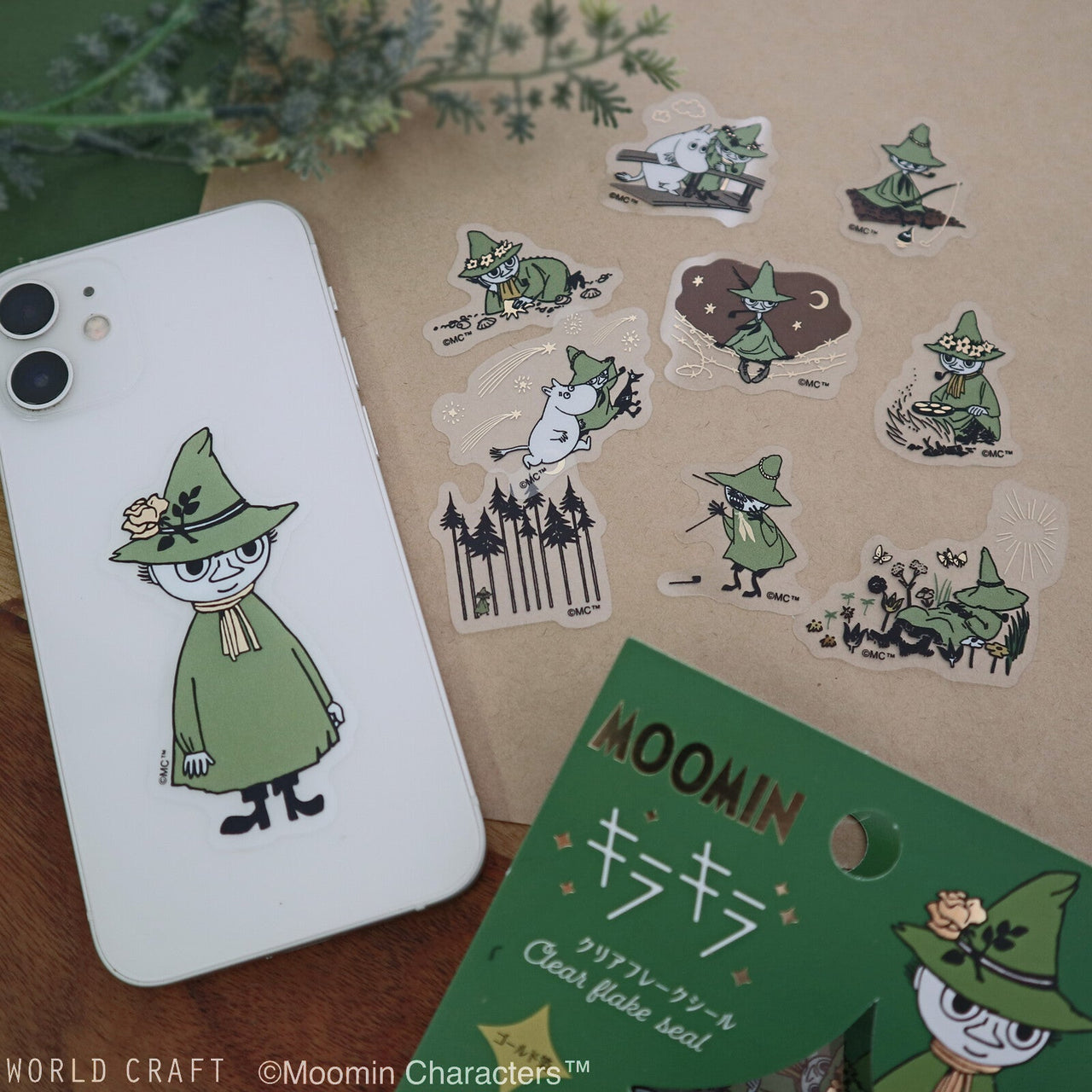 Japan World Craft Planner Stickers Moomin Sparkle Flake Sticker Clear Snufkin - Kawaii Toys