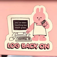 Pink Rabbit Log Back On Magnet - Kawaii Toys