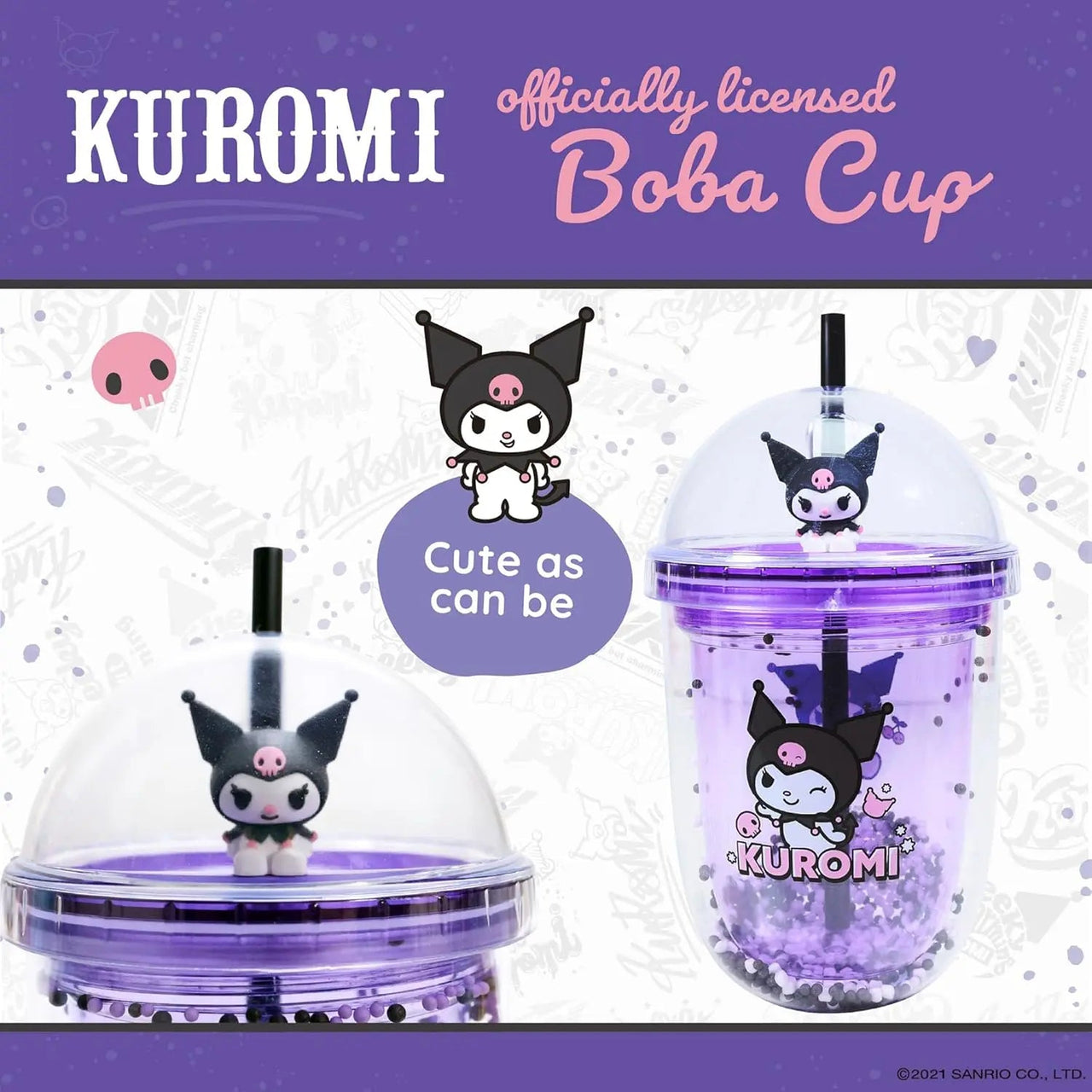 Sanrio Kuromi Boba Cup with Straw - Kawaii Toys