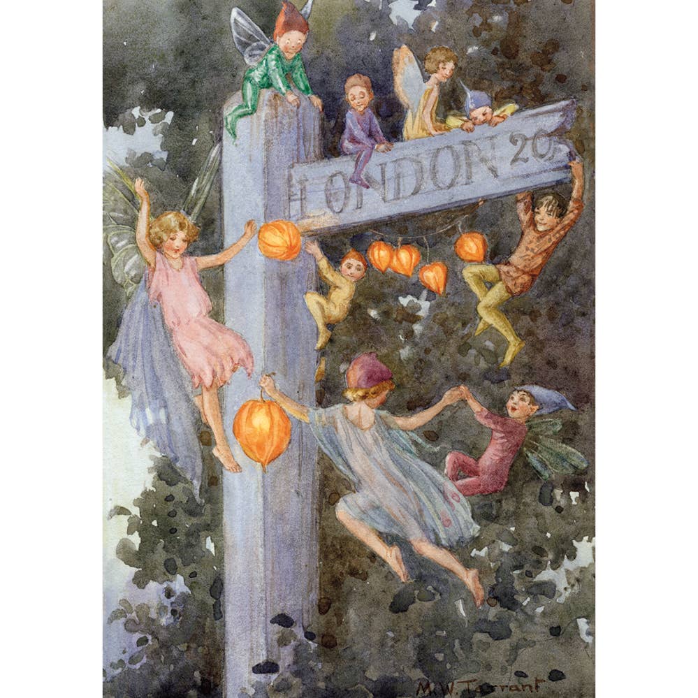 The Signpost - Fairies with Lanterns - Margaret Tarrant Postcard - Kawaii Toys