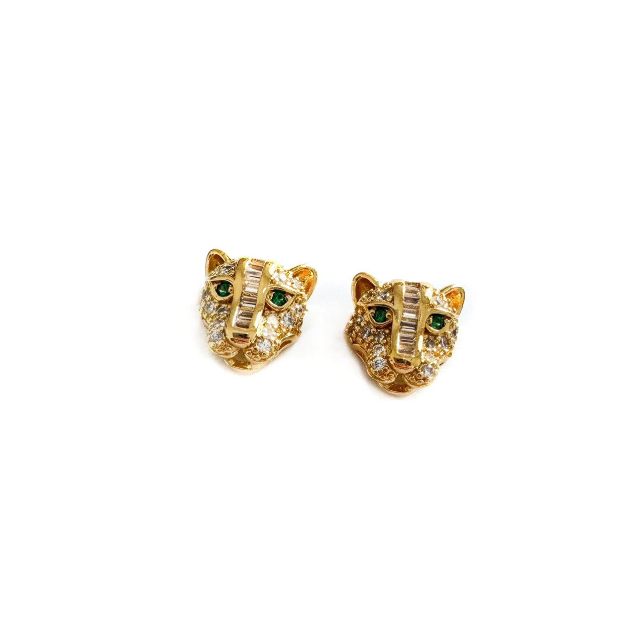 Zuri Luxe 18k Gold Plated Small Jewelled Panther Stud Earrings - Kawaii Toys